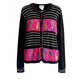 EUC - Just B Women’s Paisley Button Up Cardigan Sweater - Size XL
